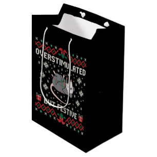 Overstimulated But Festive Possum Christmas Funny Medium Gift Bag