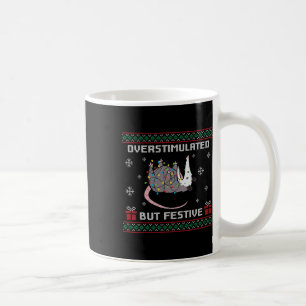 Overstimulated But Festive Possum Ugly Christmas Coffee Mug