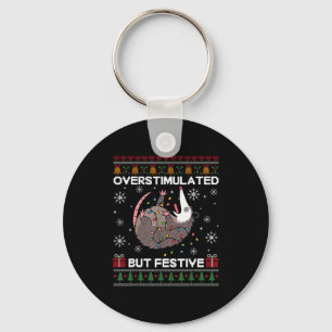 Overstimulated But Festive Ssum Christmas For Men  Key Ring