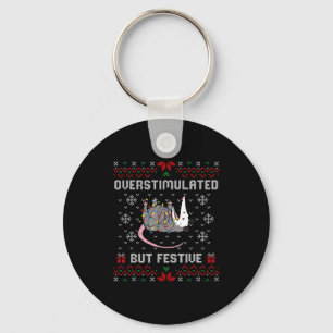Overstimulated But Festive Ssum Christmas Ugly Xma Key Ring