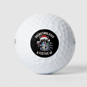 Overstimulated & Festive AF Racoon Espresso Lover Golf Balls