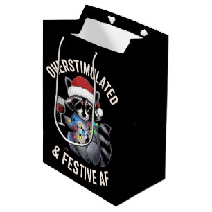 Overstimulated & Festive AF Racoon Espresso Lover Medium Gift Bag