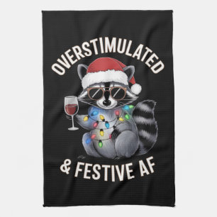 Overstimulated & Festive AF Racoon Espresso Lover Tea Towel