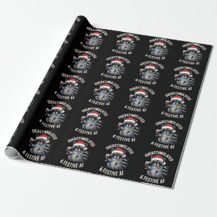 Overstimulated & Festive AF Racoon Espresso Lover Wrapping Paper