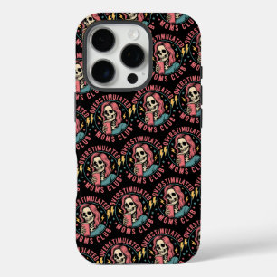 Overstimulated Moms Club Skull Messy Mum Life iPhone 16 Pro Case