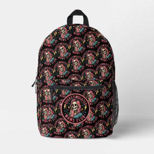 Overstimulated Moms Club Skull Messy Mum Life Printed Backpack