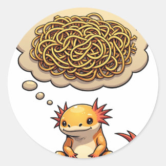 Overthink This Axolotl Introvert Humour Spaghetti  Classic Round Sticker