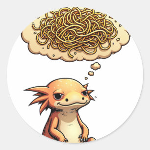 Overthink This Axolotl Introvert Spaghetti Worries Classic Round Sticker