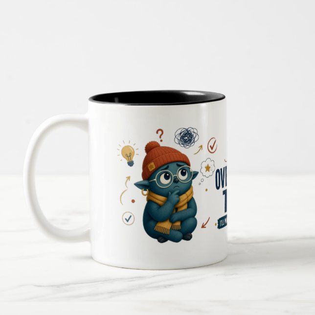 Overthink This Funny Two-Tone Coffee Mug (Left)