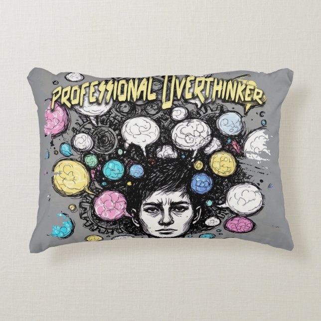 overthinker funny design decorative cushion (Front)