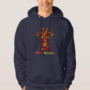 Overthinker Giraffe – Quirky Animal Illustration Hoodie