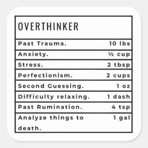 Overthinker Recipe Square Sticker