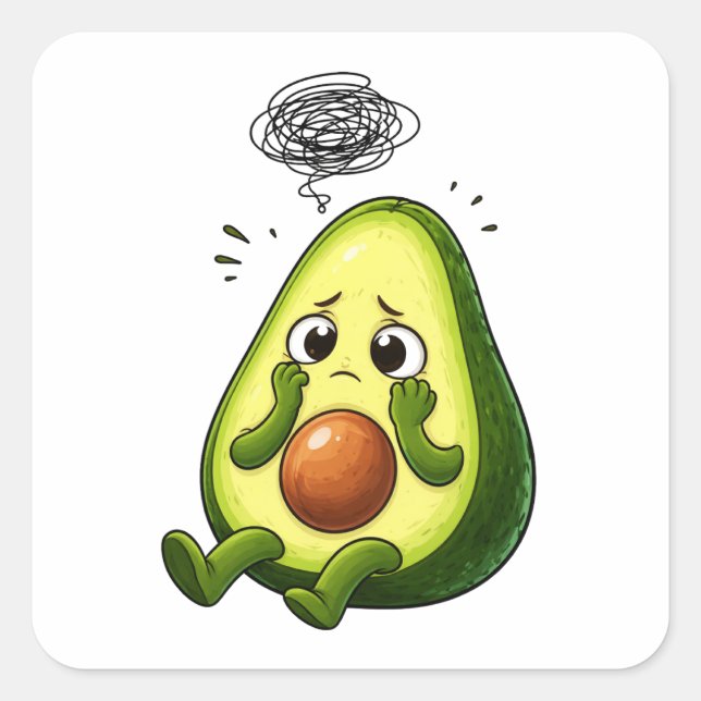 Overthinking Avocado Sticker (Front)