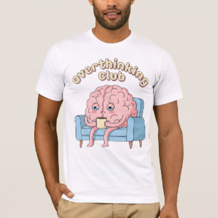 Overthinking Club – Minimal Funny Brain T-Shirt