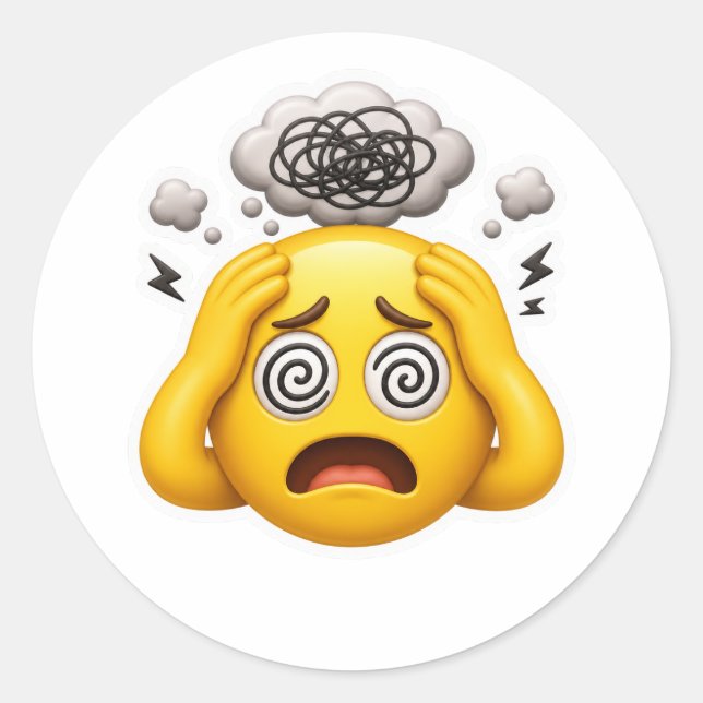Overthinking Emoji Anxiety Sticker (Front)
