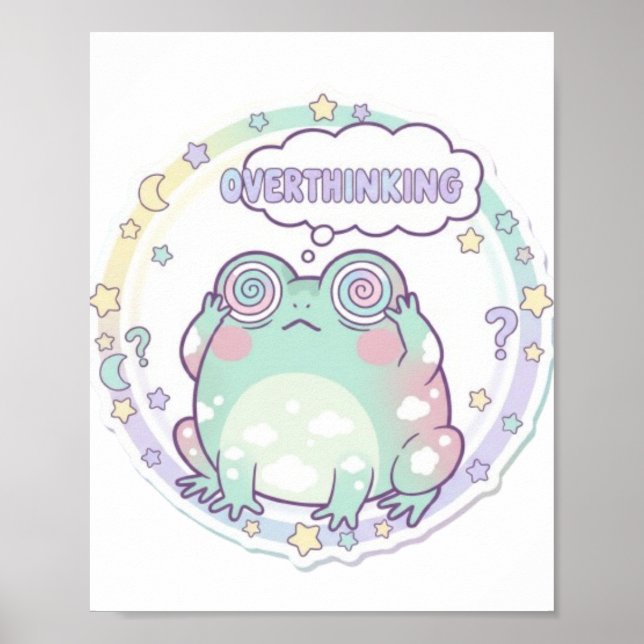 Overthinking Frog Poster Colourful Aesthetic Frog  (Front)