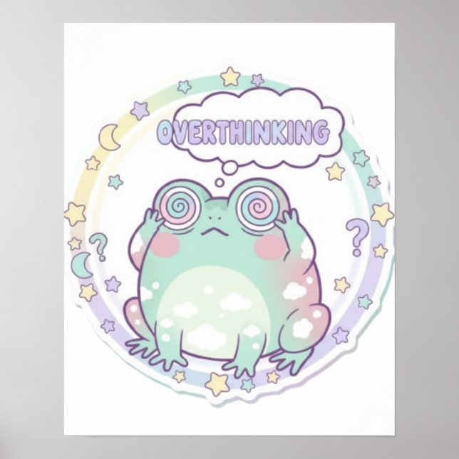 Overthinking Frog Poster Colourful Aesthetic Frog  (Front)