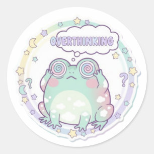 Overthinking Frog Sticker Cute Stressed Frog Meme