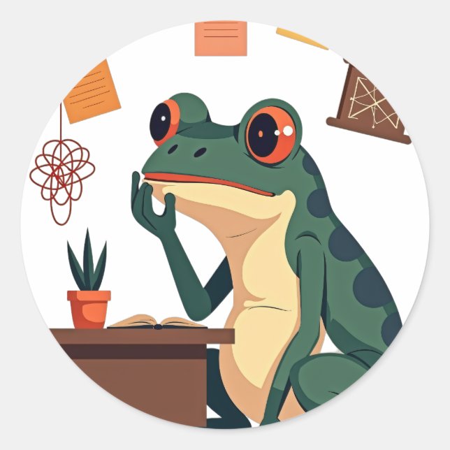 Overthinking Frog Sticker Funny Anxiety Humour Int (Front)