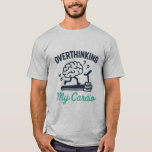 Overthinking Humour T-Shirt - Funny Brain Workout<br><div class="desc">For deep thinkers and book lovers alike! This quirky brain-themed t-shirt features a brain on a treadmill, books stacked as dumbbells, and sweat drops shaped like question marks, capturing the essence of mental gymnastics. Perfect for overthinkers, readers, and creative minds, this tee blends humour with intellectual charm. Whether you're analysing...</div>