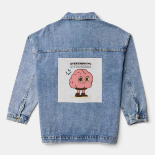 Overthinking in Progress – Funny Brain Doodle Denim Jacket