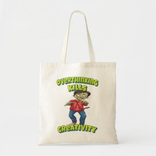 Overthinking Kills Creativity Zombie Sewn Mouth Tote Bag