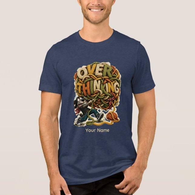 Overthinking One More Thing Personalised Funny Tri-Blend Shirt (Front)