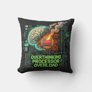 Overthinking Processor Overload Funny Tech Brain D Cushion