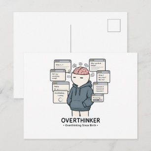 Overthinking Since Birth Funny Overthinker Meme Postcard