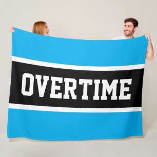 OVERTIME Sporty Azure Blue White Black Stripes Fleece Blanket