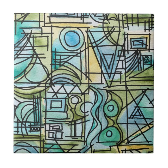 Overture-Hand Painted Modern Geometric Art Tile (Front)