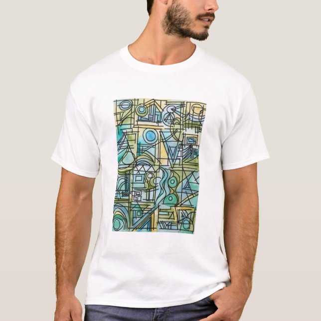 Overture-Modern Geometric Watercolor Art T-Shirt (Front)