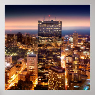 Overview of Boston at night Poster