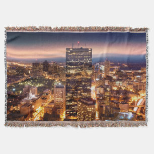 Overview of Boston at night Throw Blanket
