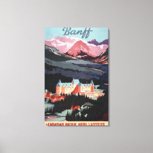 Overview of the Banff Springs Hotel Poster Canvas Print