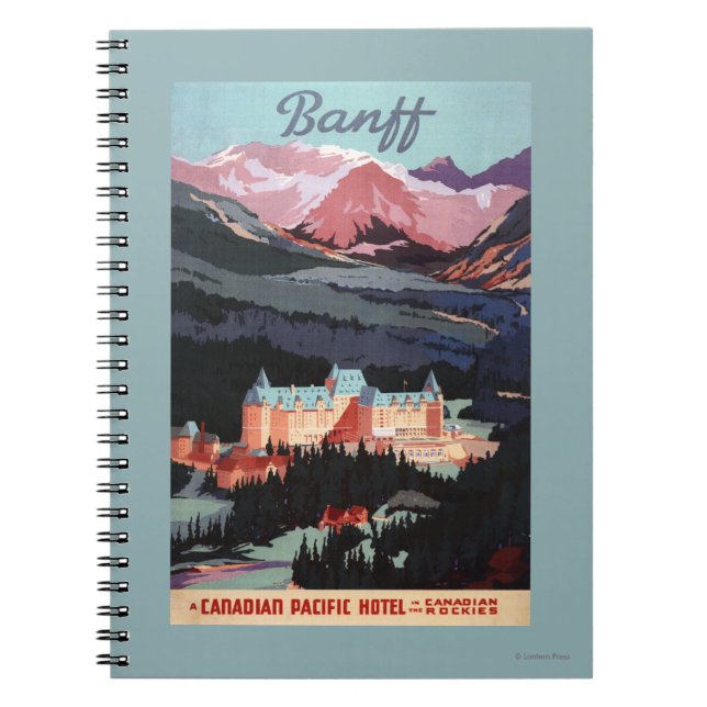 Overview of the Banff Springs Hotel Poster Spiral Notebook (Front)