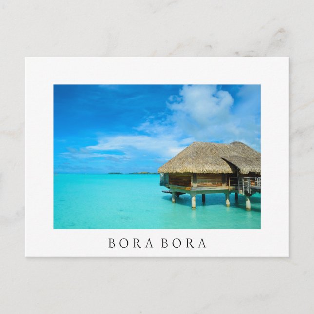 Overwater bungalow, Bora Bora white postcard (Front)