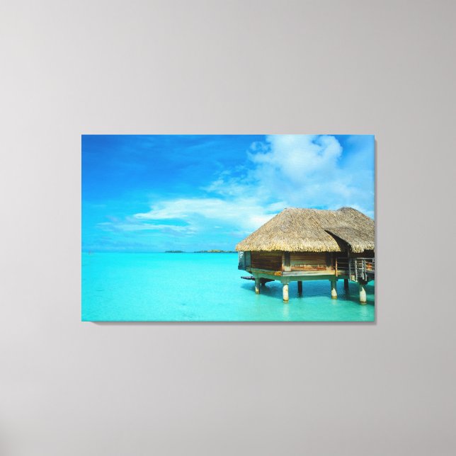 Overwater bungalow on Bora Bora canvas print (Front)
