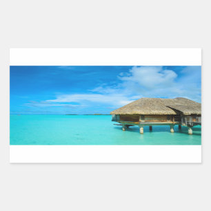 Overwater bungalow on Bora Bora rectangle sticker