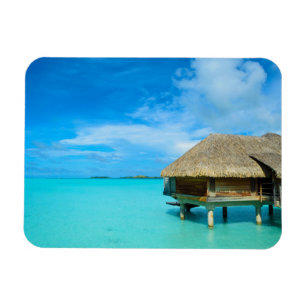 Overwater bungalow on Bora Bora rectangular magnet