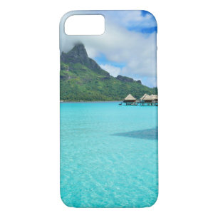 Overwater bungalows in Bora Bora lagoon iphone 7 Case-Mate iPhone Case