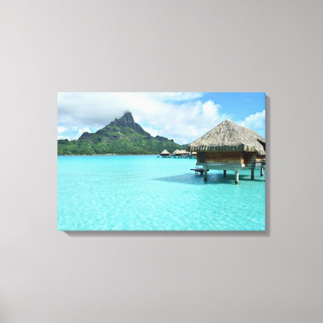 Overwater resort on Bora Bora Canvas Print (Front)