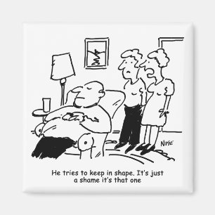 Overweight Unfit Obese Man Tries to Keep Fit Funny Magnet