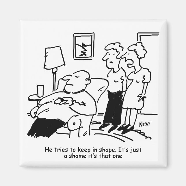 Overweight Unfit Obese Man Tries to Keep Fit Funny Magnet (Front)