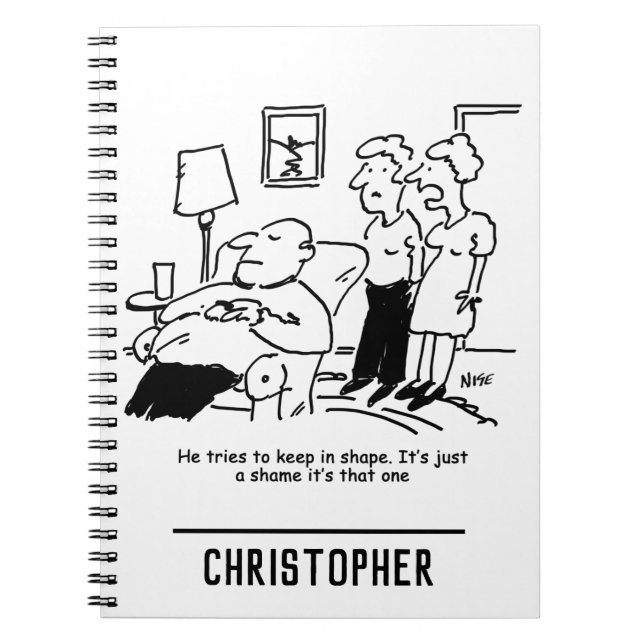 Overweight Unfit Obese Man Tries to Keep Fit Funny Notebook (Front)