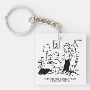 Overweight Unfit Obese Man Tries to Keep in Shape Key Ring