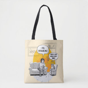 Overwhelmed Introvert Cat Humour Relatable Meme Tote Bag