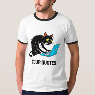 Overworked Cat Typing on Laptop T-Shirt