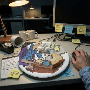 Overworked Office Worker Funny Tired Employee Paper Plate