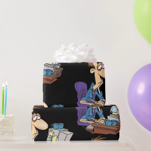 Overworked Office Worker Funny Tired Employee Wrapping Paper